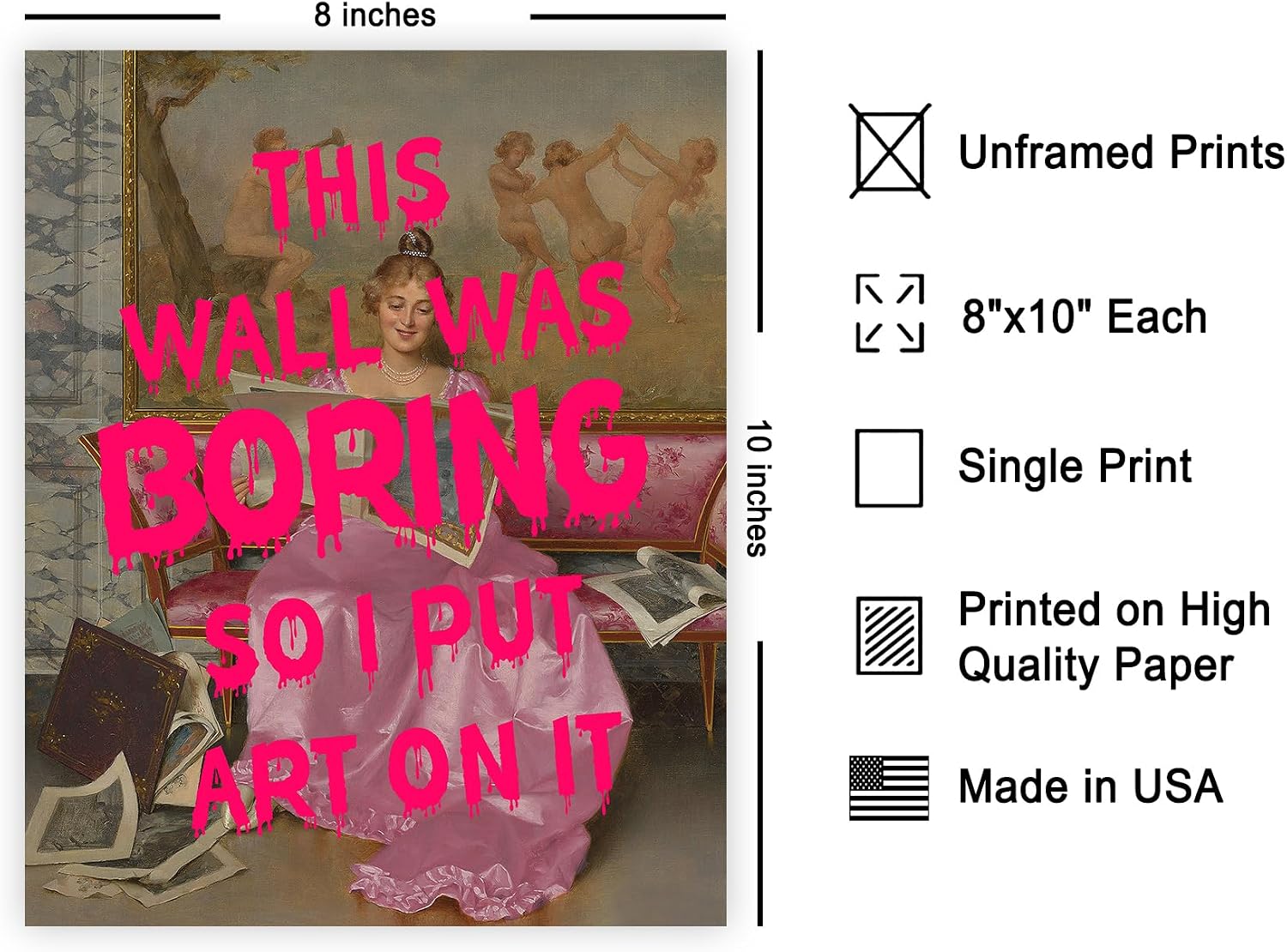 Poster Master This Wall Was Boring So I Put Art On It Poster - Typography & Pop Print - Altered Modern Humorous Decor - Funny Living Room or Bedroom Wall Decor - 8x10 UNFRAMED Wall Decor