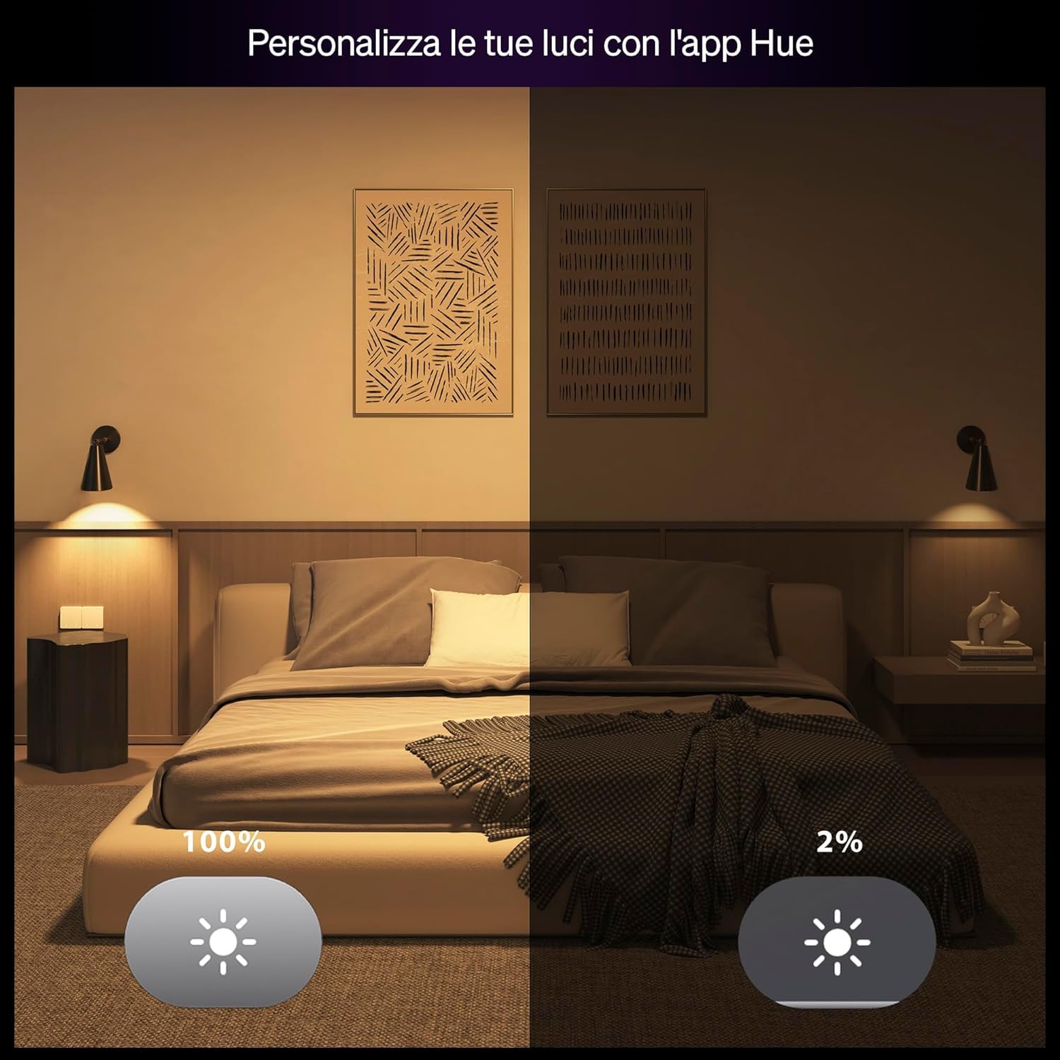 Philips Hue Essential Smart LED GU10 (Confezione da 4), Lampadina smart con luce bianca e colorata, Lampadina intelligente 4.7 W, Luce smart compatibile con Alexa, Google Assistant e Apple Home