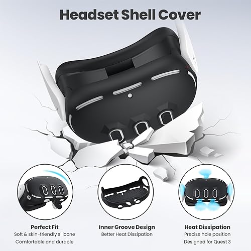 Miniatura 3 de Juego de funda protectora de silicona compatible con accesorios MetaOculus Quest 3, fundas de silicona que contienen cubierta de carcasa de realidad