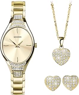 Ladies Gift Set 25mm Quartz Watch in Gold with Analogue Disp
