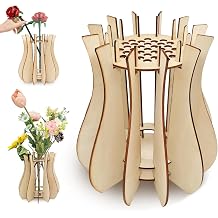 Wooden Vase for Lego Flowers Wooden Vase Set as Kit DIY Flower Vase & Flower Stand Made of Wooden Puzzle for Flowers Roses Cherry Blossoms Sunflowers & Tulips Gift Idea for Adults & Women