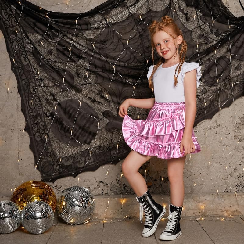 Mirawise Girls Metallic Sequin Skirt Sparkle Shiny Ruffle Asymmetrical Skirts Dance Outfit Party Elastic Waist Skorts 6-13Y - Image 4