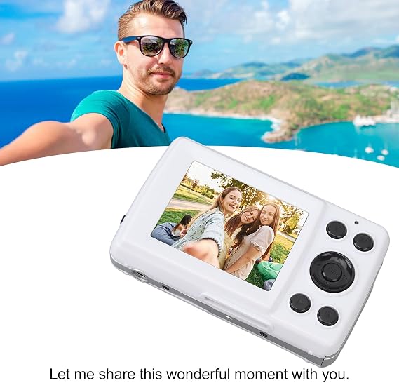 Digital Camera for Photography 16MP Vlogging Camera with 2.4 Inch Screen Compact Travel Camera with 16x Digital Zoom Auto Focus Anti Shake for Beginners (White)