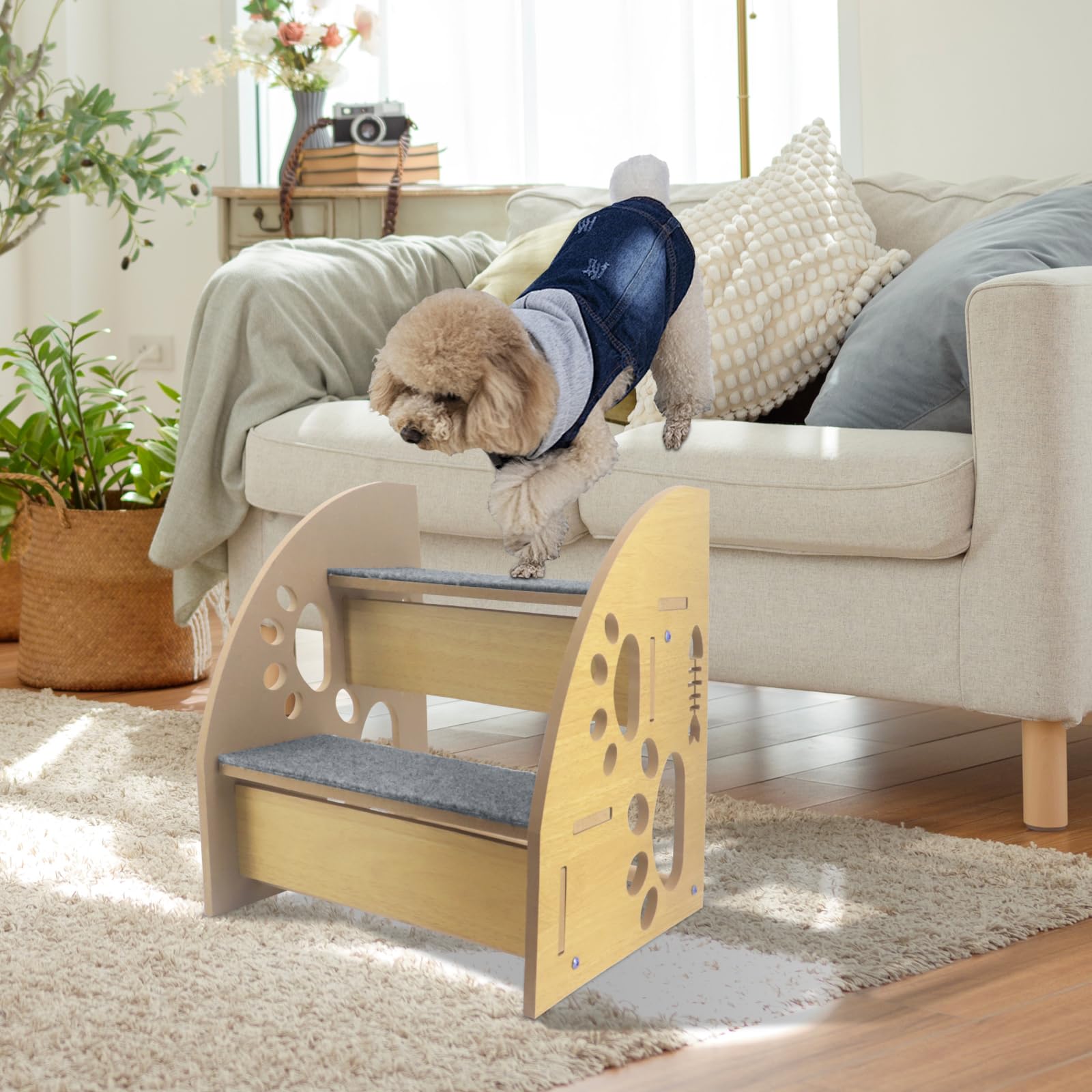 CheurYae Dog Steps for Bed,Wood Pet Stairs for Sofa and Bed,Dog Ramp for Couch Access,Pet Steps for Cats & Older Dogs - Image 4