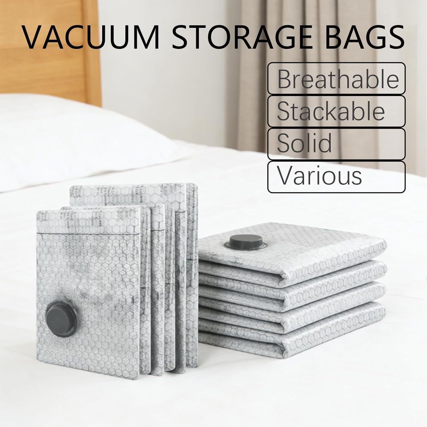 Cordless Travel Vacuum Storage Compression Bag Set, 2026 New Travel Vacuum Seal Bags with Electric Pump for Clothing – 6/9/12/18/15-Pack in 3 Sizes – USB Rechargeable (15 Packs, no Pump)