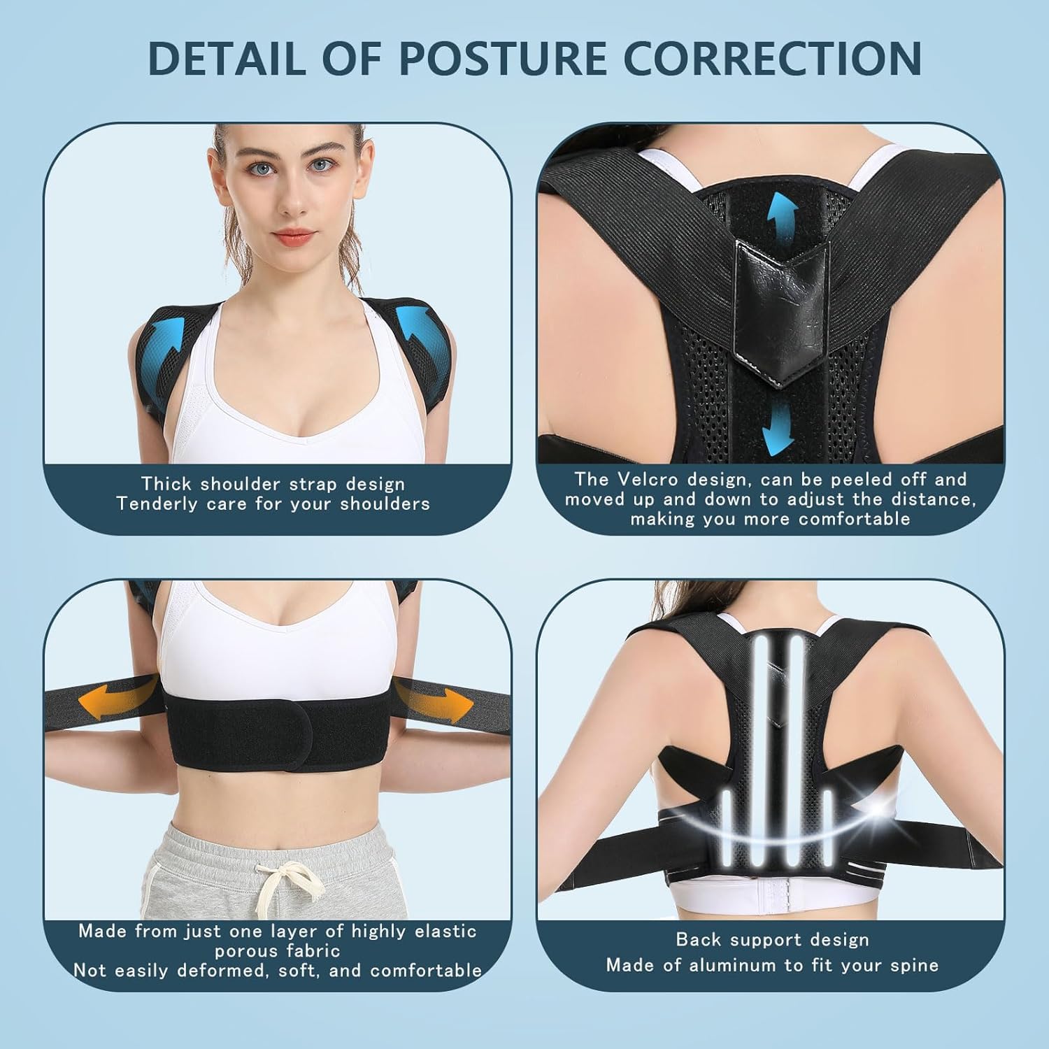 Corrector de postura para la espalda, para hombres y mujeres, ajustable, alivio del dolor de espalda superior e inferior, escoliosis