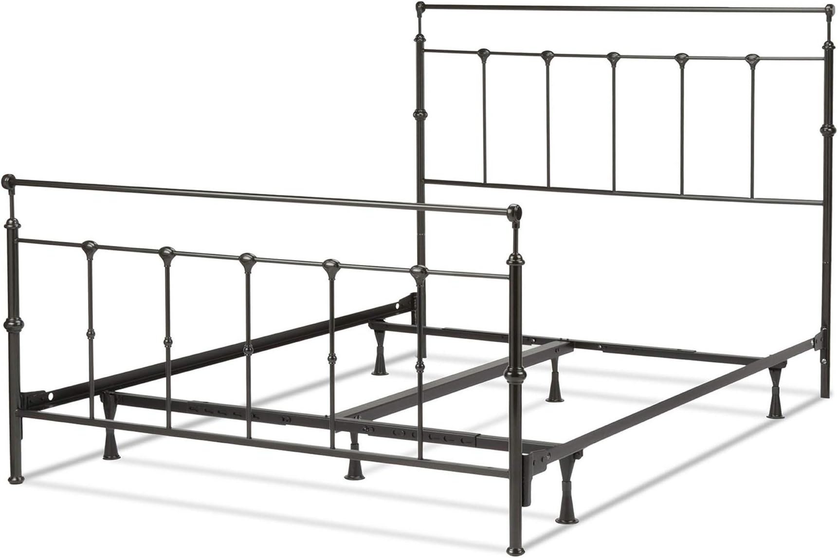 Leggett & Platt Winslow Complete Metal Bed and Steel Support Frame with Castings and Straight Top Rails, Mahogany Gold Finish, Queen