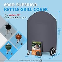Vista 2 de Funda para Parrilla Kettle de 22 Pulgadas - Cubierta de Carbón Superior para Weber Original y Master Touch - Cubierta de BBQ al Aire Libre 600D
