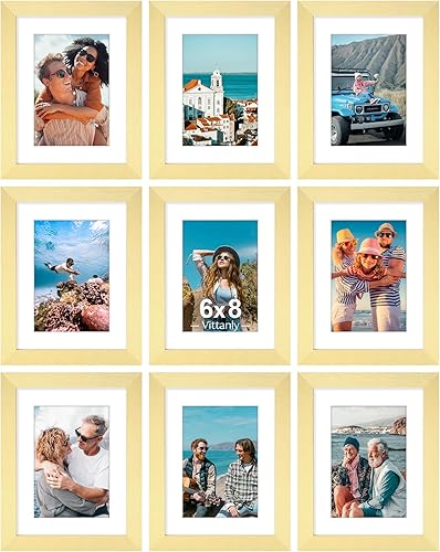 Vista 106 de Vittanly - Juego de 9 portarretratos, plexiglás resistente a rupturas, exhibe fotos de 12 x 12 pulgadas o, con paspartú, de 8 x 8 pulgadas, marcos