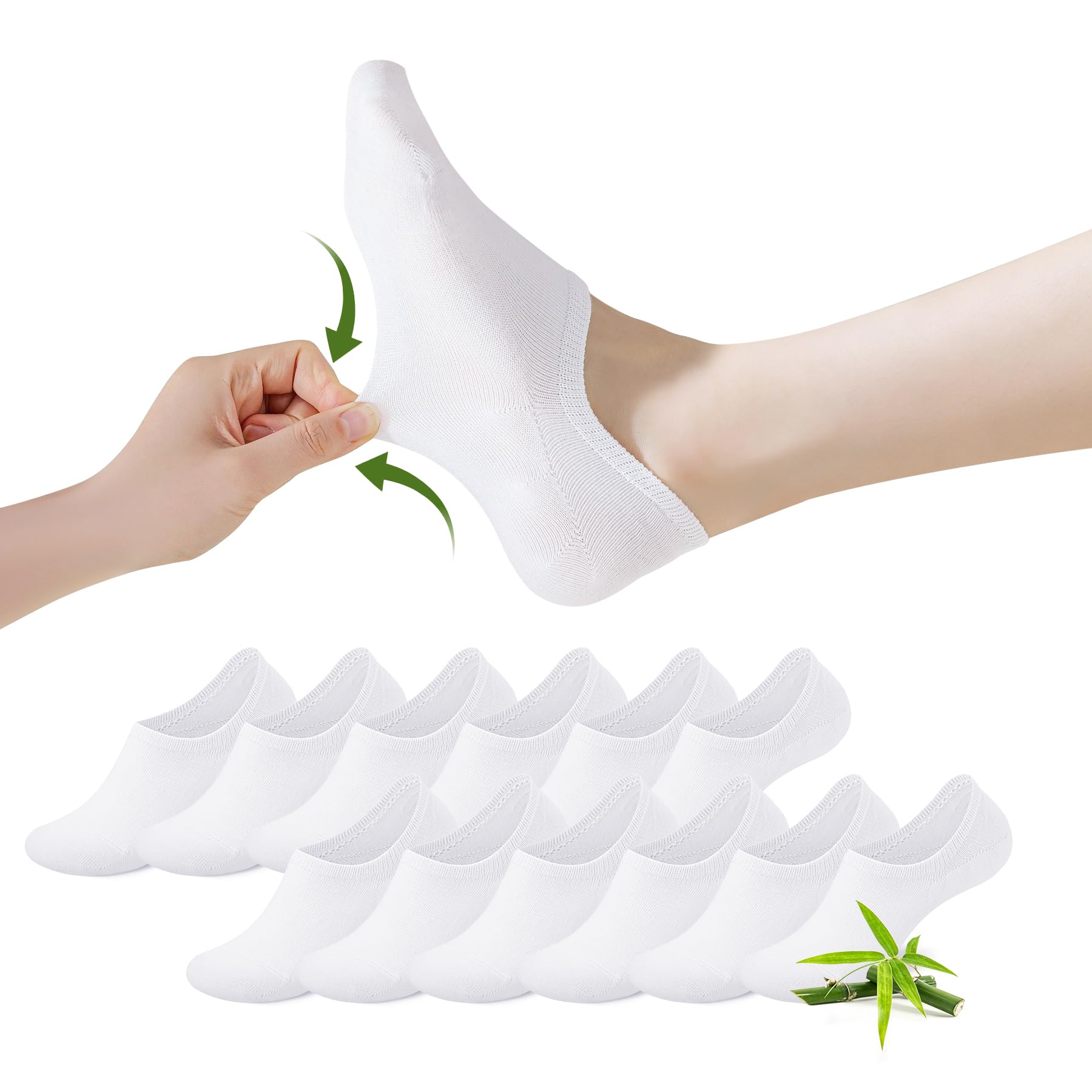 FALARY Bambus Sneaker Socken Damen Füßlinge Herren 6/12 Paar Bambussocken Unsichtbare Sneakersocken mit Rutschfest Silikon Footies