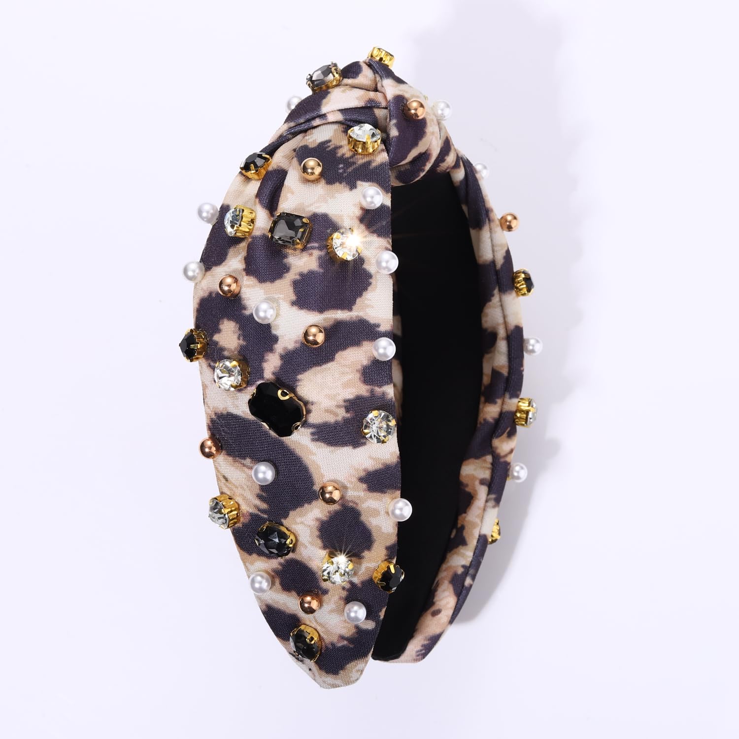 Amazon.com : NVENF Leopard Headband for Women Rhinestone  display picture 3