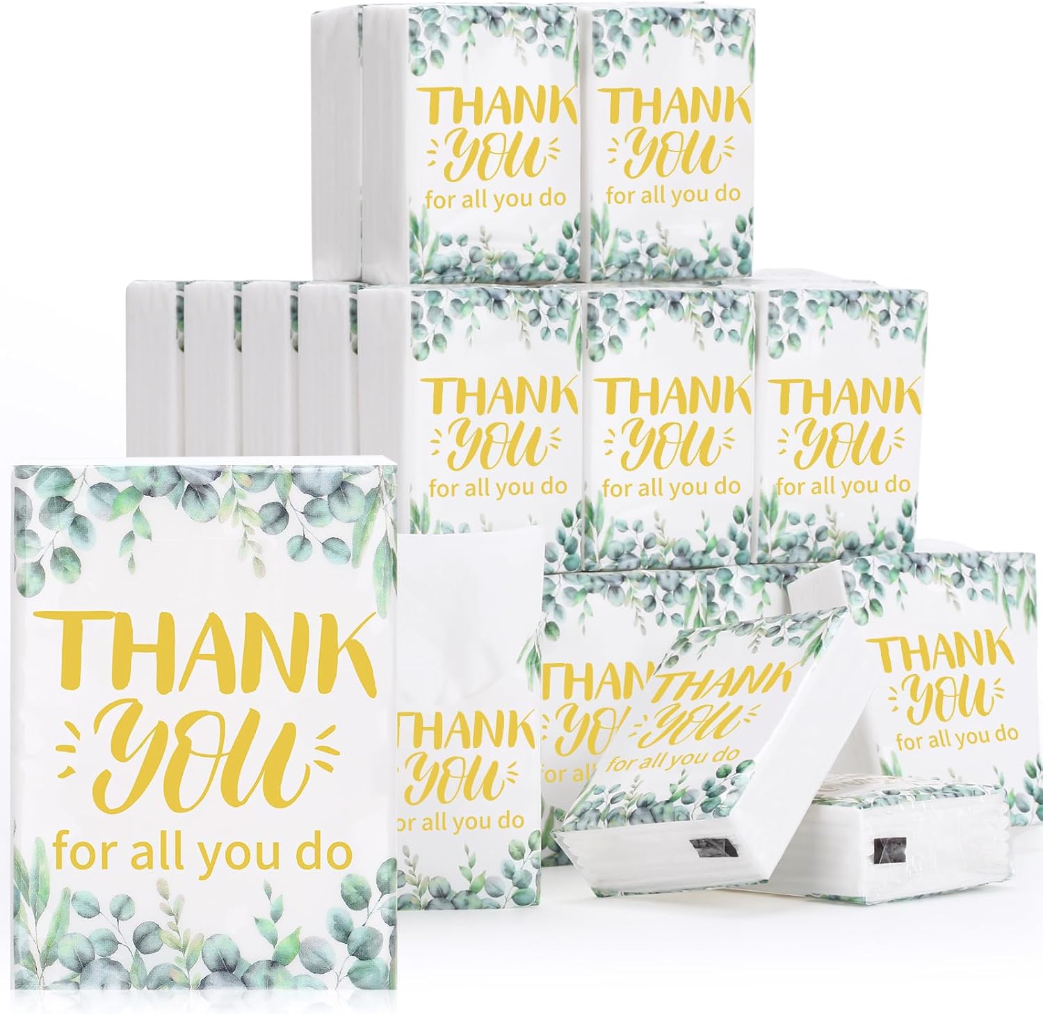 Watersay 50 Pack Employee Appreciation Week Gift Travel Pocket Tissue 4 Ply Mini Facial Tissue Thanks Gifts for Coworkers Nurse Volunteer Teacher(Thank You for Being Awesome)