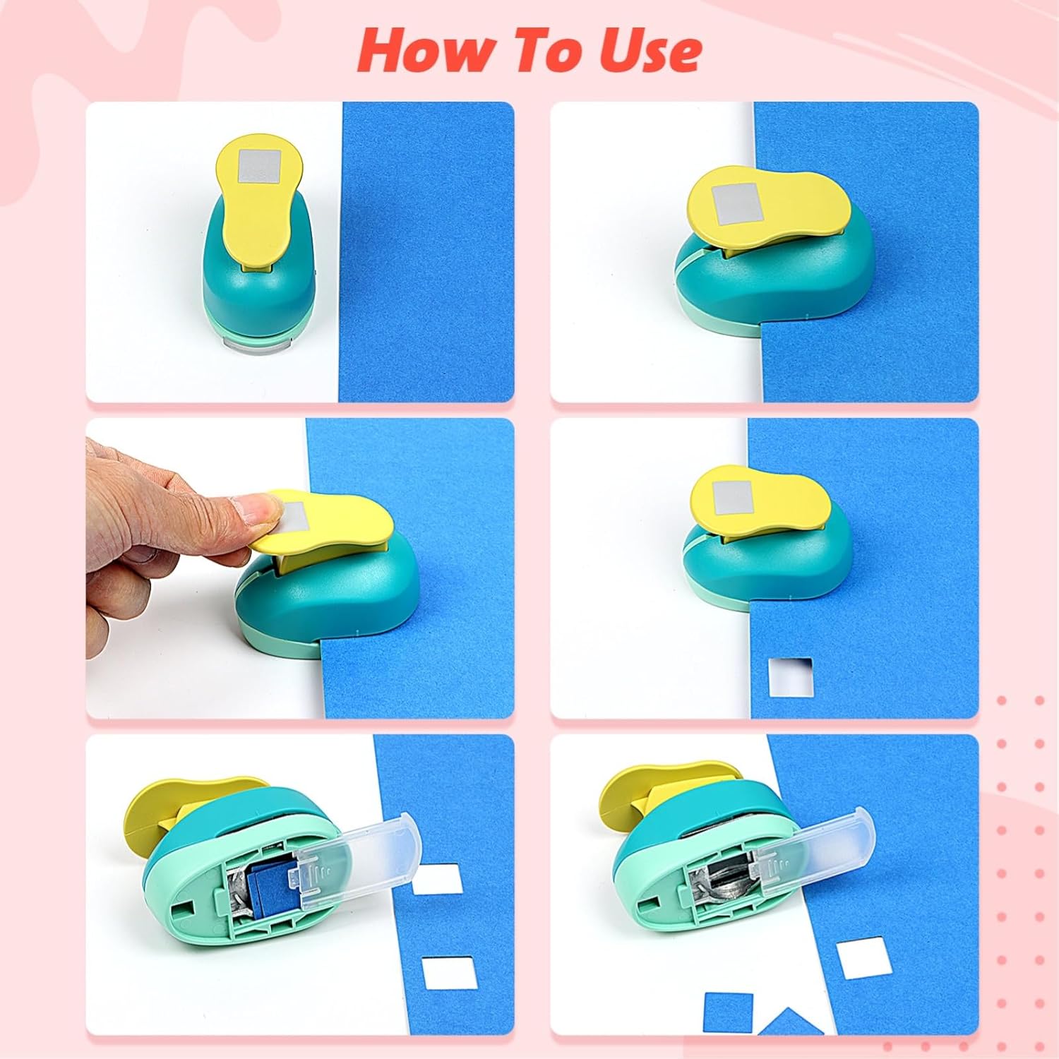4 Pack Shape Paper Punchers For Scrapbooking, Card Craft Tools For Kids, Heart Circle Square Star Cutters, Easy Use Craft Supplies For Paper Art