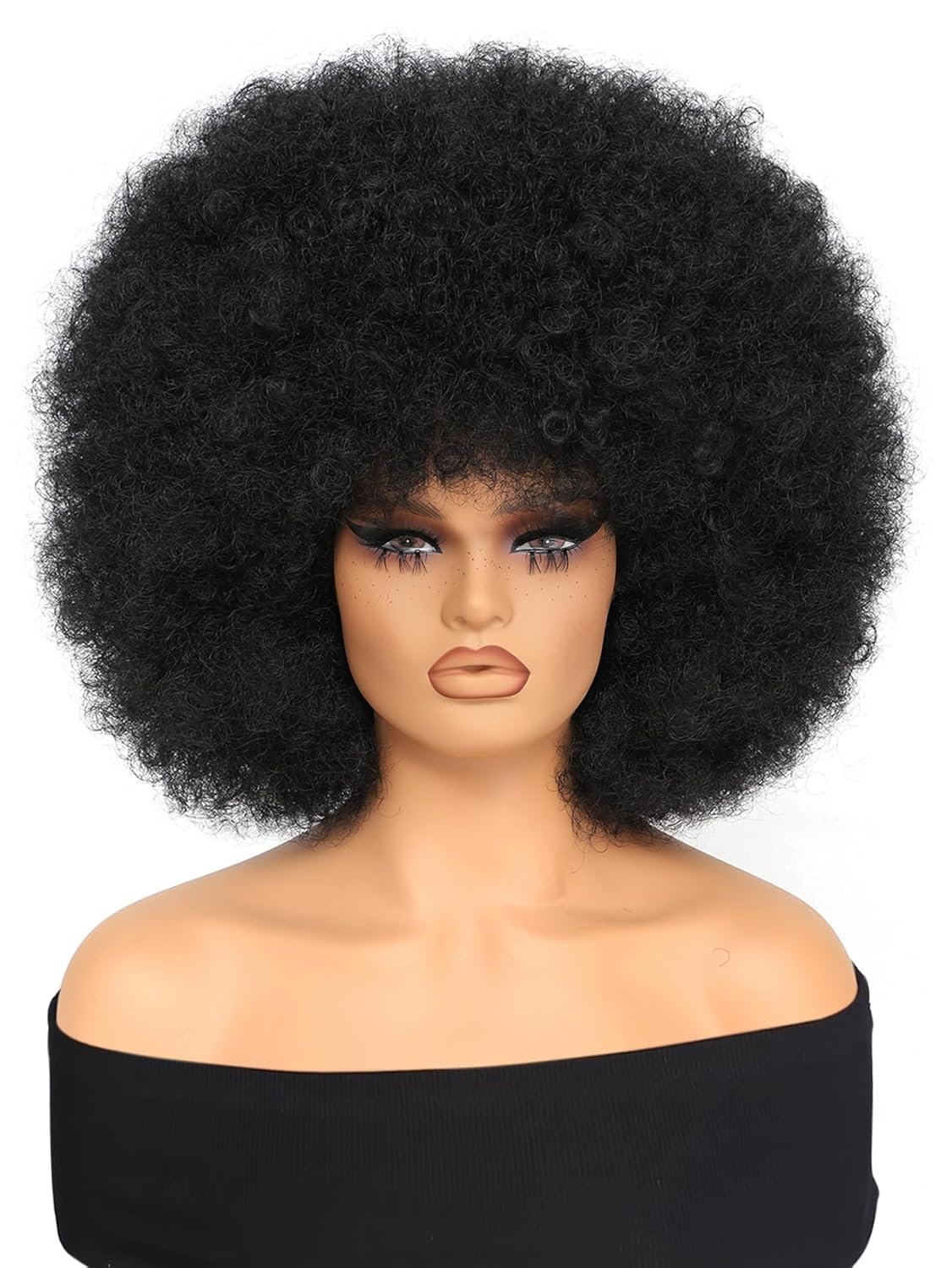 Afro Wig 14Inch Afro Wigs for Black Women 70s Afro Kinky Curly Wig Bouncy Huge Fluffy Puff Wigs Synthetic Hair for Cosplay Daily and Party(Natural Black) - Image 2