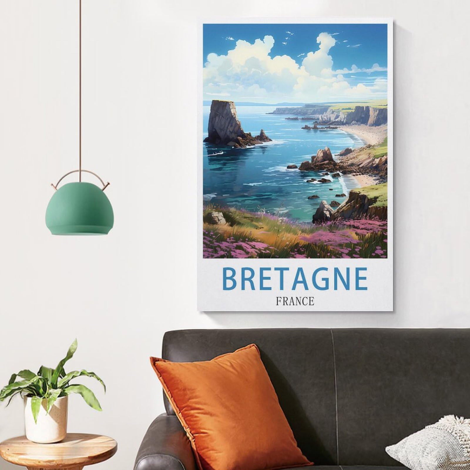 Poster Vintage Bretagne France 30x45 Cm - Impression Sur Toile, Décoration Murale Chambre Salon