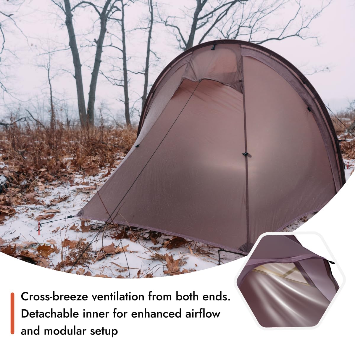 Gale Lite 2 Ultralight 2-Person Tunnel Tent – 2.89 lb, Double Silicone-Coated Fabric, Compact 3-Season Backpacking Shelter – Wine Brown