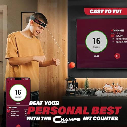 Miniatura 4 de Champs MMA Juego de pelotas de boxeo reflejo con aplicación de contador de punzones | 4 bolas con diferentes pesos, diadema y 4 cuerdas de repuesto