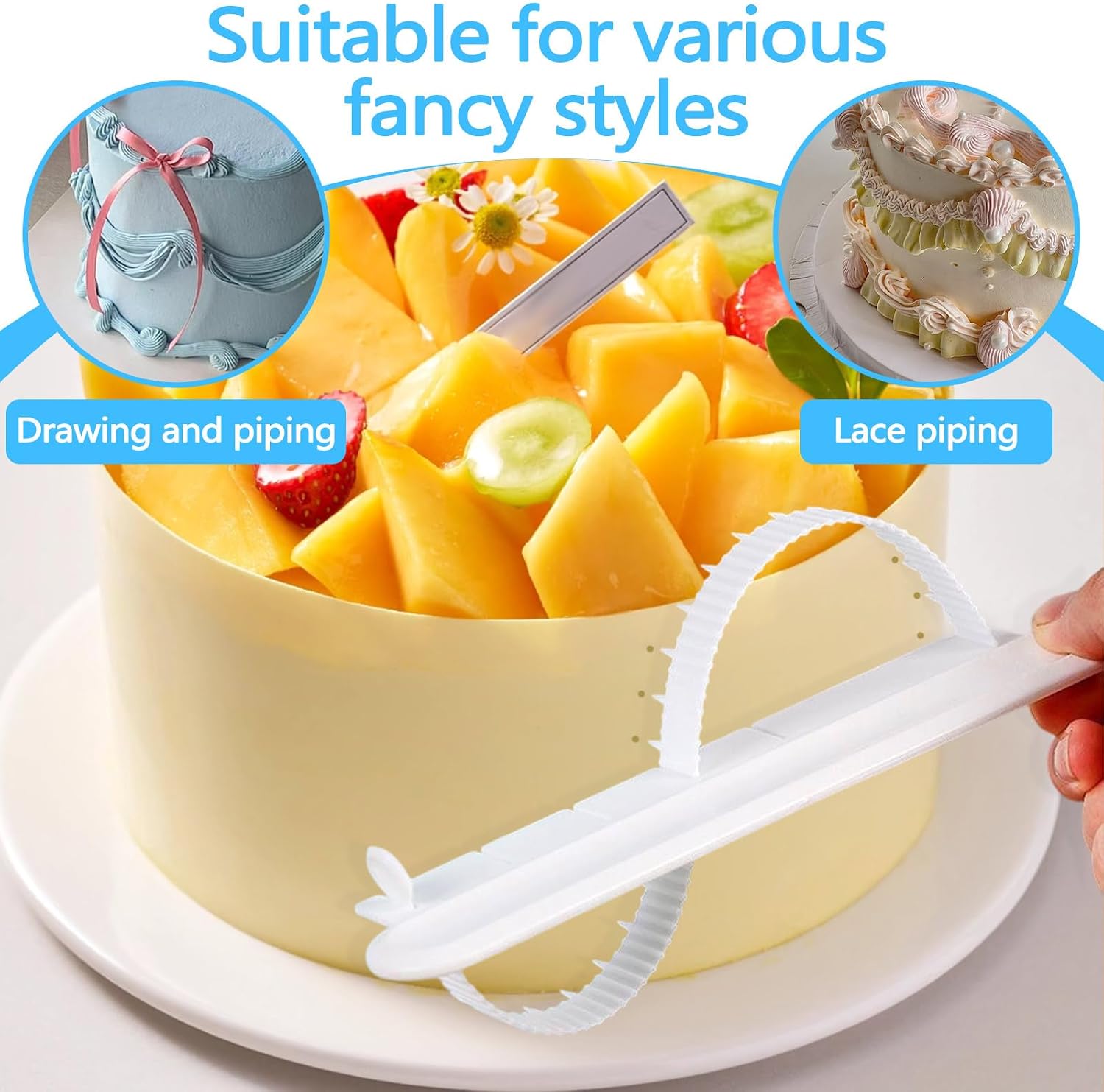 Huakaile 7 Packs Adjustable Cake Arch Guide Tool with Graduated Scale, Fondant Flip Cake Arc Ruler Marker Stencil, Swag Templates Measure Aid Divider (Multi-Color) image 5