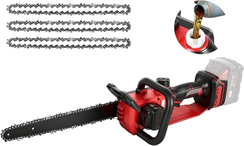 12 Inch Brushless Chainsaw Cordless for Milwaukee 18V Battery (No Battery) | 3 Chains Included, Tool-Free Tension, Auto Oiling, 1-Second Chain Brake, Lightweight, Wood Cutting Branch Trimming, Yard Work