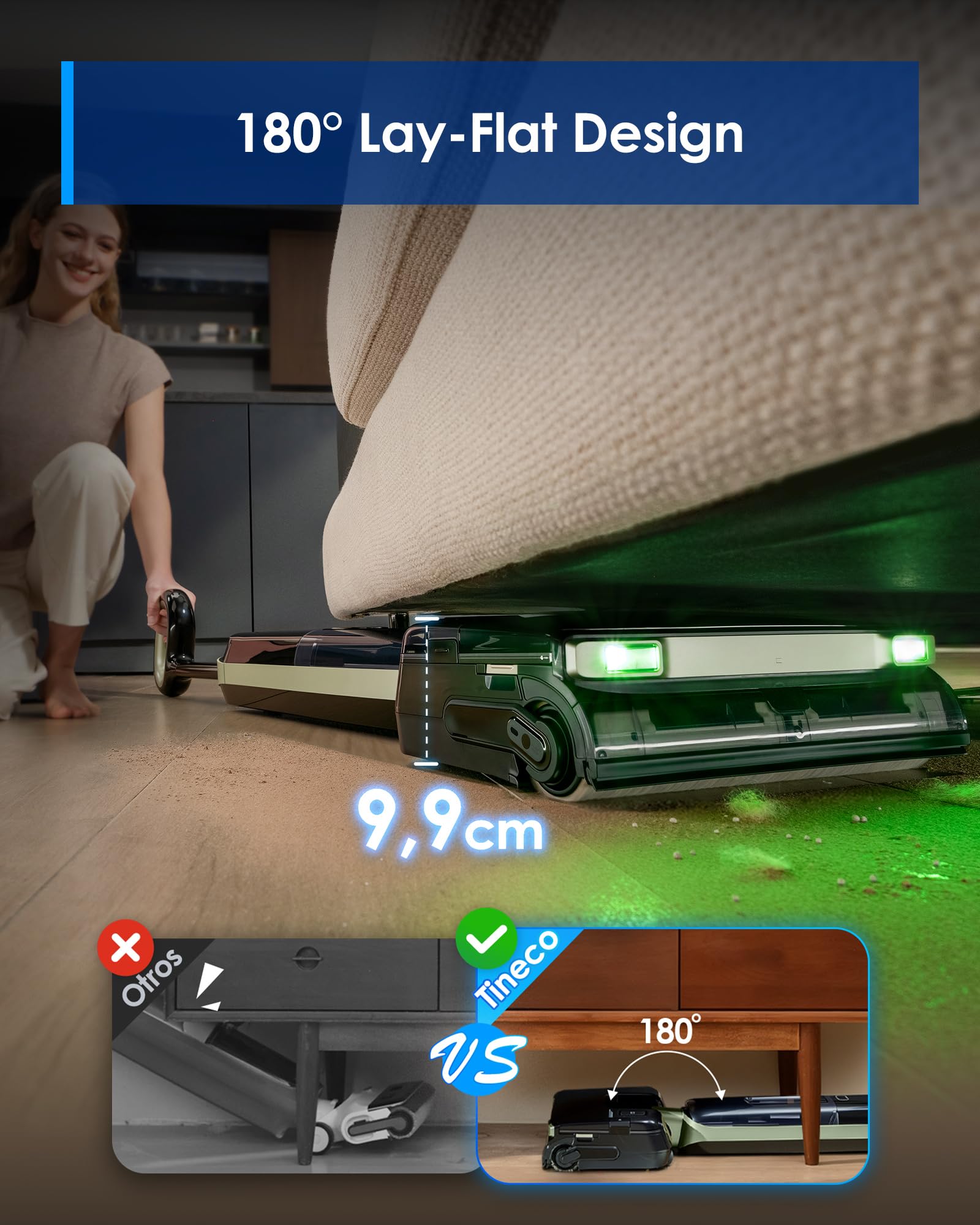Tineco Floor One S7 Master, Aspiradora-Fregona Inteligente en Seco y Húmedo | StreakFree, Succión de 25000Pa, Sistema de Autolimpieza FlashDry, Luz Verde DustReveal de 150°