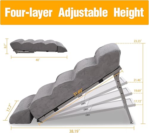 Miniatura 2 de SuleeMat Escaleras ajustables para perros para cama alta, escaleras portátiles plegables para mascotas para perros y gatos, 38 pulgadas de largo y