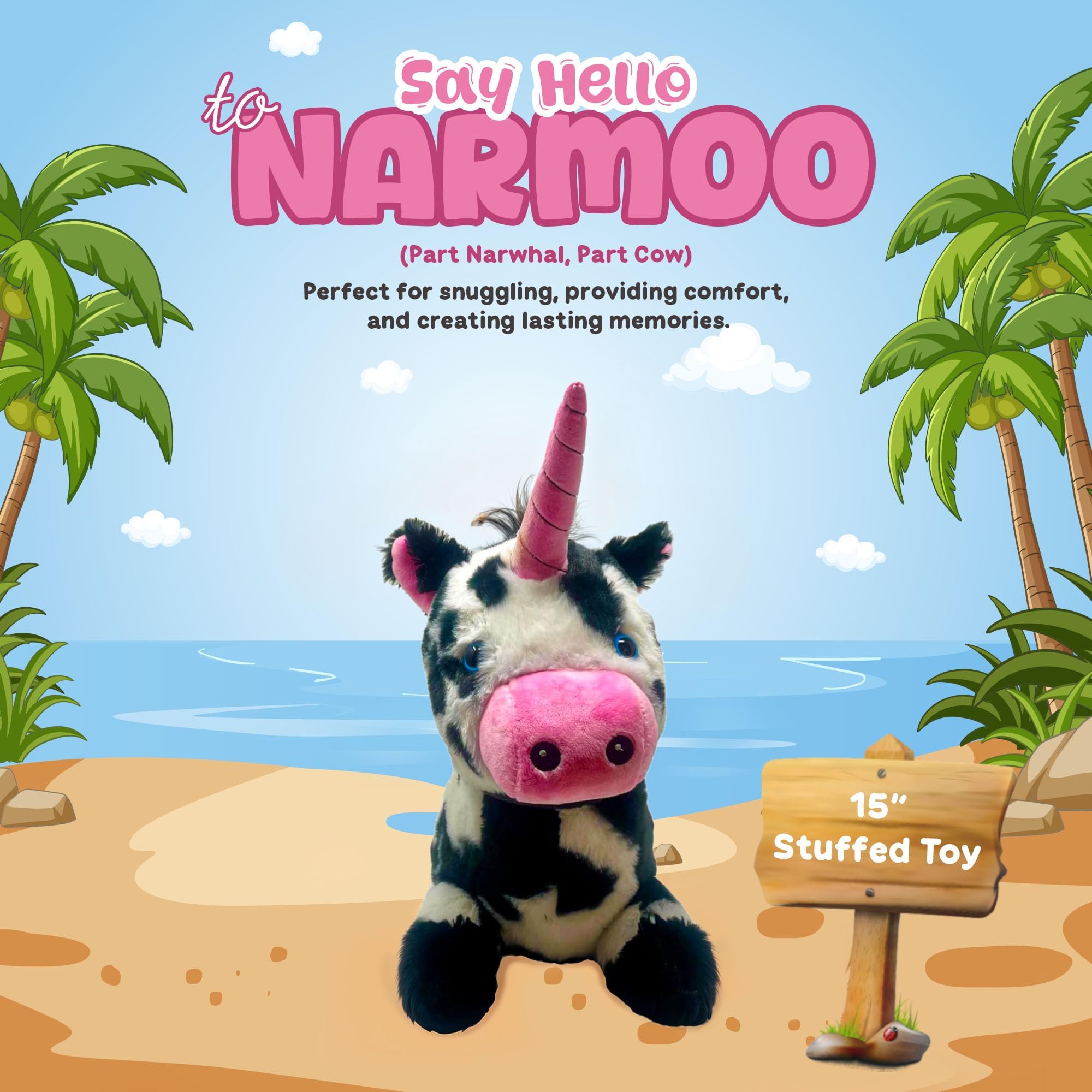 Randimals Narmoo Narvalo & Mucca Peluche Animale, 38,1 cm