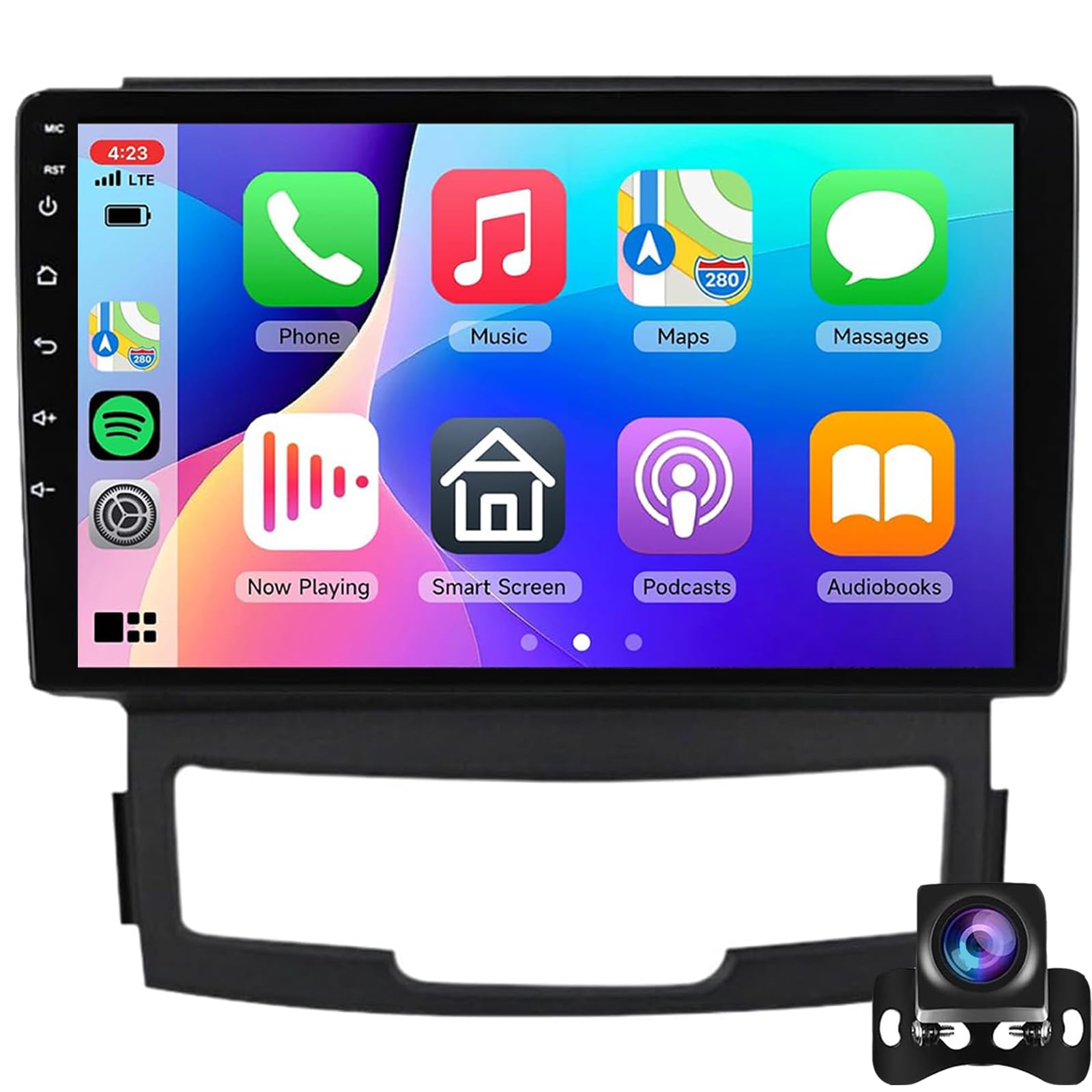 Dcoiek Wifi 1G+32G Car Radio For Ss-Angyong Korando 2011 2012 2013, 9 Inch Touch Screen Head Unit Multimedia Player Gps Navigation Android 15 Stereo, Carplay/Android Auto/Bluetooth/Wifi Usb + Ahd Reve(Color:wifi 1G+32G)