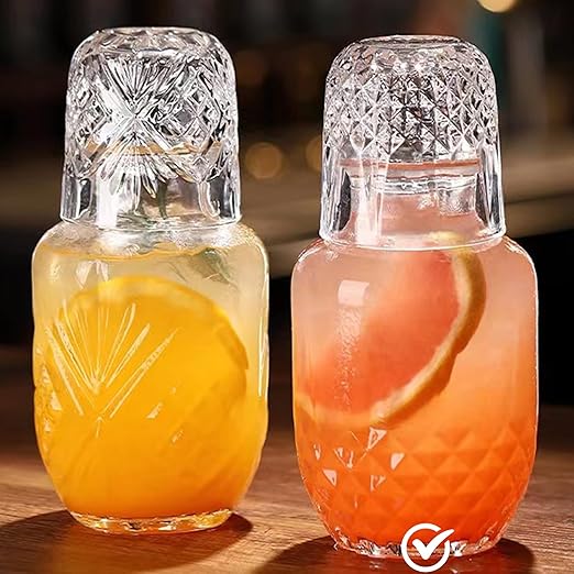 Bedside Water Carafe & Glass Set, Mfacoy 16 OZ Glass Pitcher & 5 OZ Cup