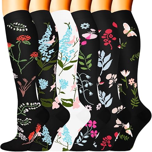Sooverki Copper Compression Socks Women and Men Circulation 6 Pairs - Best For Running,Athletic,Medical,Nursing,Travel