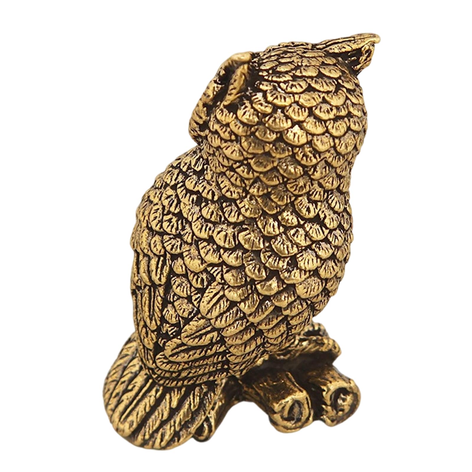 alloneslife Brass Owl Statues Bird Figurines Sculptures Ornament for Bookshelf Home Decors Collections Gift Fengshui Ornament Brass Animal Figurines Decorative Collectibles