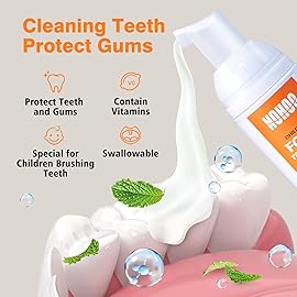 NOHOO Fluoride Free Foam Toothpaste Kids Orange Flavour,Natural Training Toothpaste for Baby Toddler Children Oral Cleaning and Cavity Protection(2 Pack)