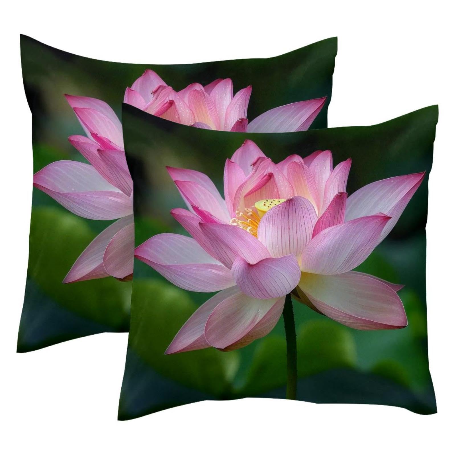 Housse de coussin velours double face lotus 50x50 cm anti stress deco