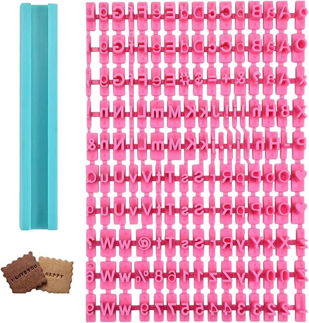 Cookie Stamp Alphabet Number Letter DIY Mold Fondant Icing Letter Stamps Plastic Mini Embosser Mould Biscuit Cutter Stamp Decorating Baking Tool Set Kitchen Craft Message Maker for Cookie Cake Fondant