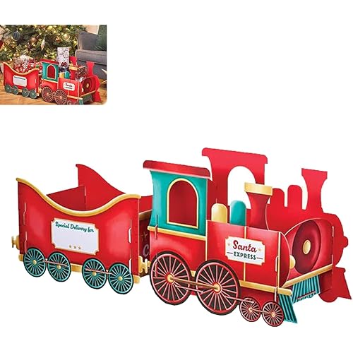Shapescode Christmas Presents Trains, Santa Gift Train Set, Holiday Cheer Delivery, Whimsical Gingerbread Design, Gift & Candy Holder, Holiday Party Centerpiece, Family Christmas Decorations(A)