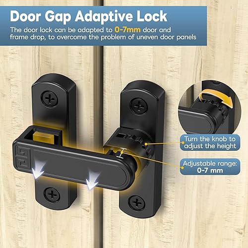 Miniatura 3 de Cerradura de puerta corrediza de granero de 90180 grados, cerraduras de puerta de seguridad de aleación de zinc ajustables y pestillos para