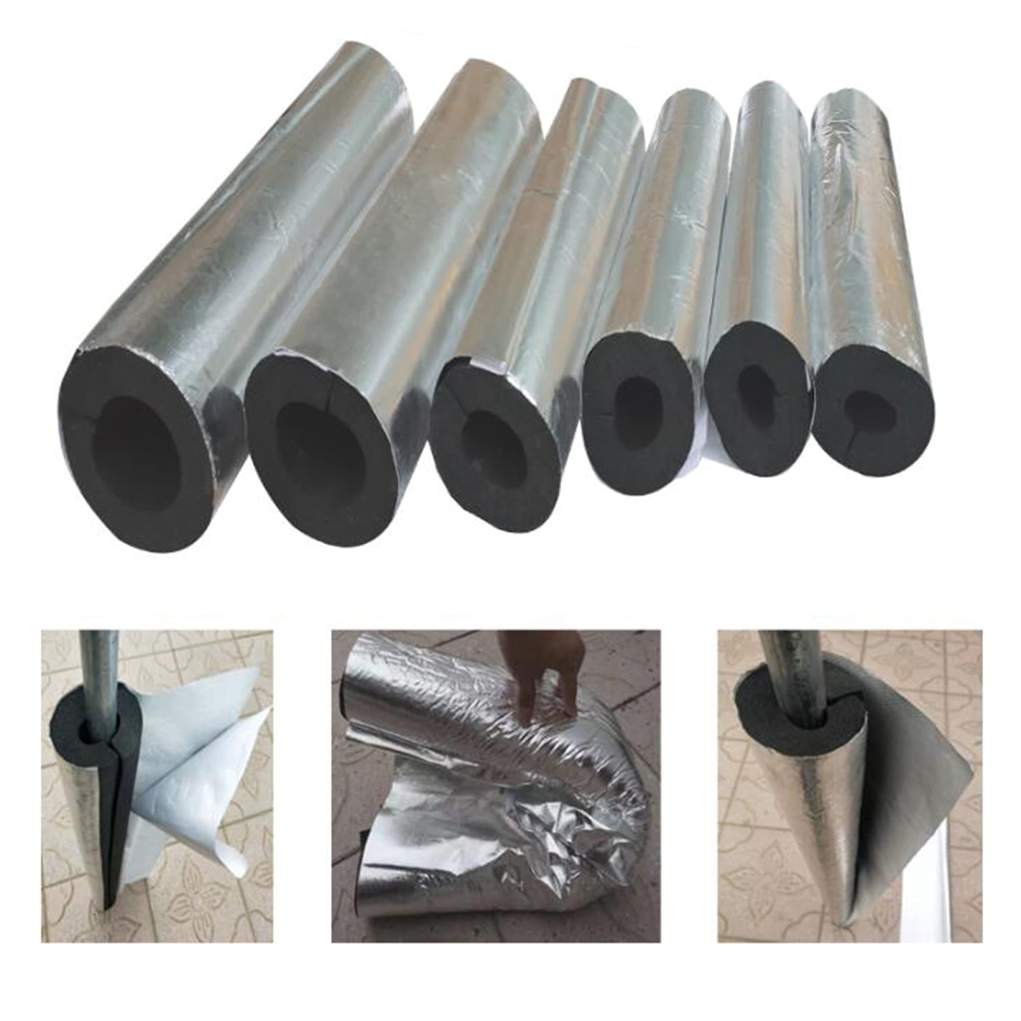 Autoadhesivo Aislamiento De Tubería Largo 98cm Tubo De Aislamiento Utilizado En Exteriores, Baño, Calentador De Agua Solar/Wall thickness 30mm / ID60mm