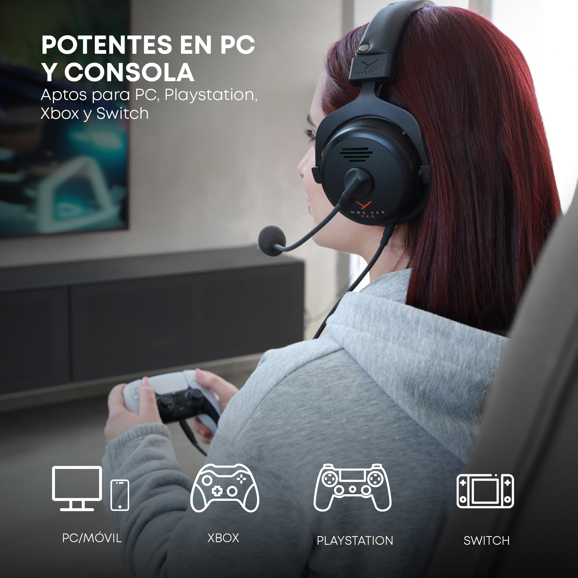 beyerdynamic MMX 330 Pro Auriculares para Juegos con Parte Posterior Abierta, Controladores Stellar.45 y micrófono de Condensador, Auriculares para Juegos con Cable Fabricados en Alemania