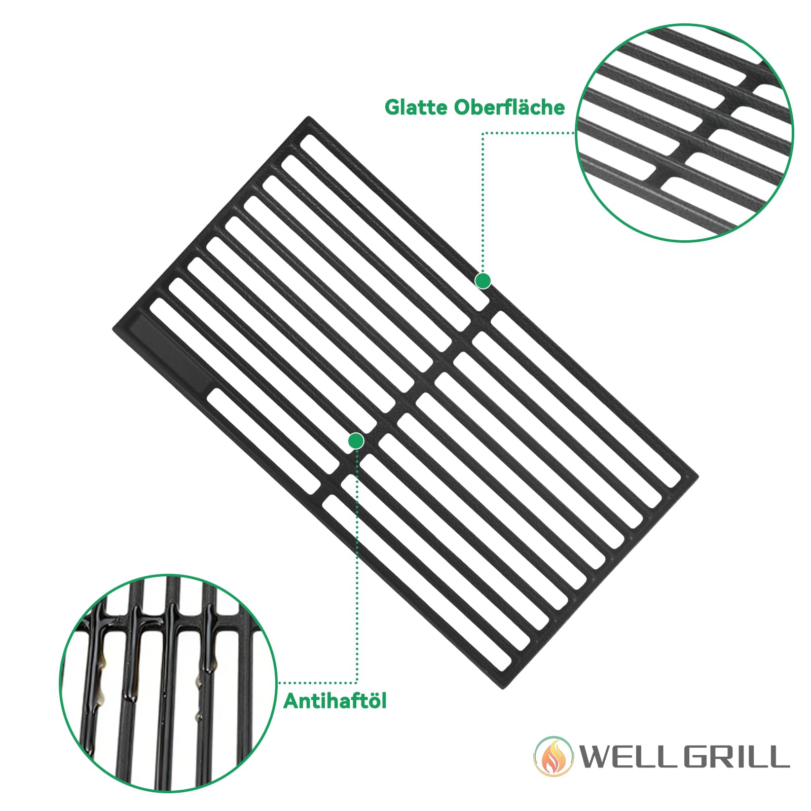 WELL GRILL 41,5 x 23,5 cm, żeliwny ruszt do grilla Burnhard Big Fred, Taino Platinum, Taino Black, Chicago 4, Tepro 3662 i większości grilli gazowych, części zamienne, 70,5 x 41,5 cm