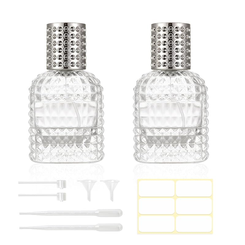 HXRYAGi Frascos Atomizadores Recarregáveis para Perfume, 30 mL, Prata, Pacote com 2