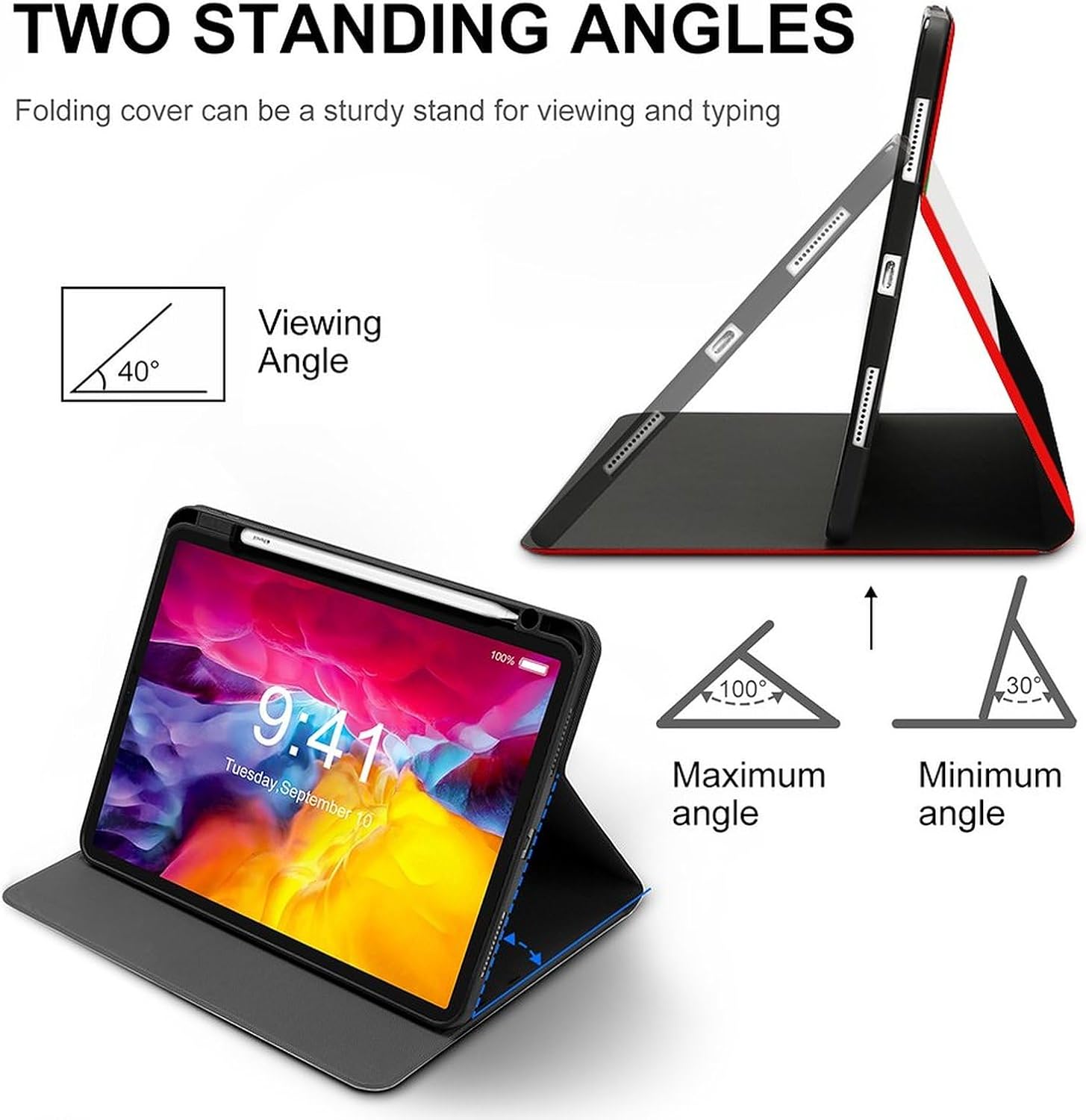 UAE Flag Fashion Case for IPAD Pro 2020 （11in）, Pen Slot Protective Cover for IPAD Pro 2020 （11in）, Convenient Magnetic Stand