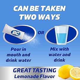 BC MAX Strength Fast Pain Relief Powder, Lemonade Flavor Aspirin 500mg and Acetaminophen 500mg Dissolve Packs, 4 Count, 6 Pack