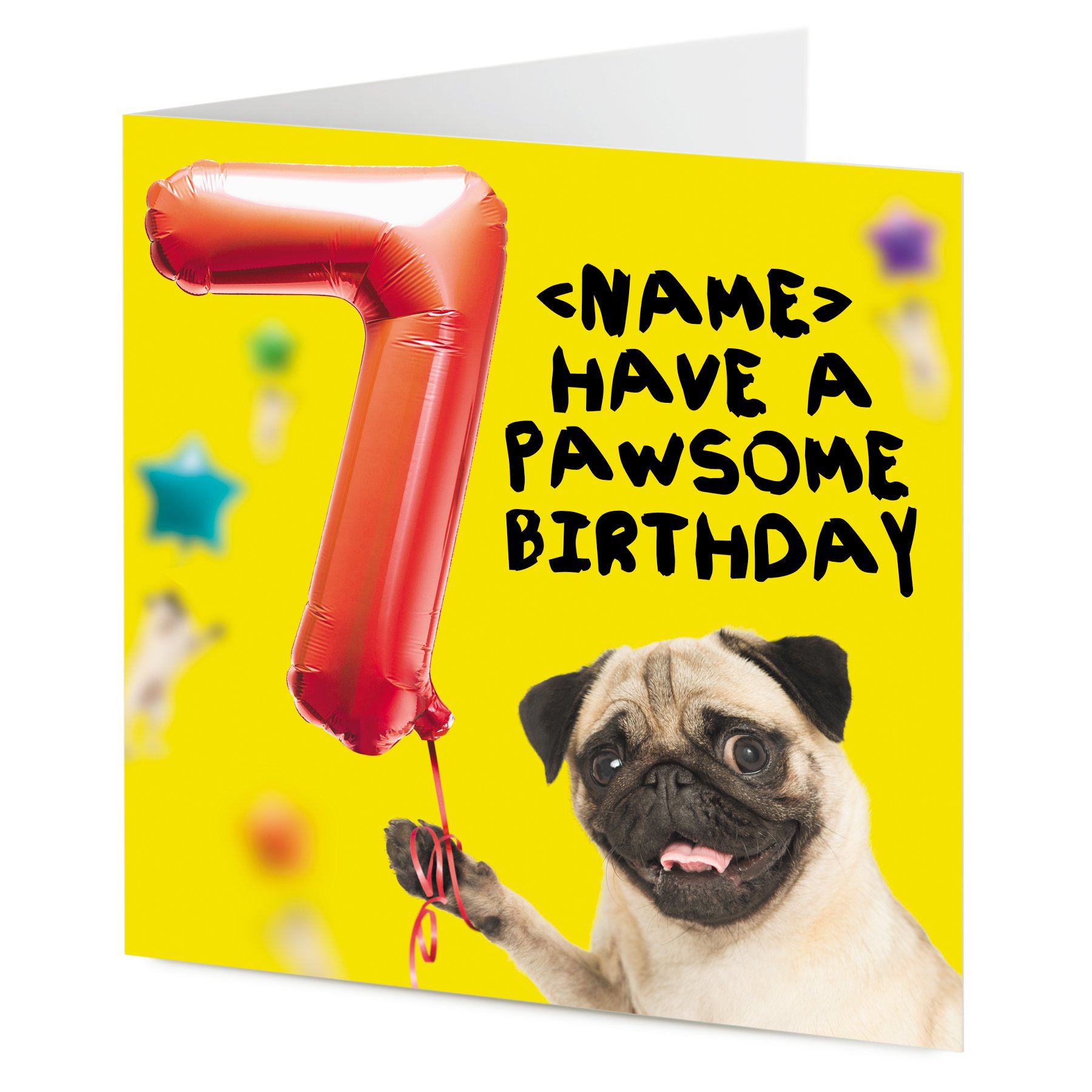 TigerMill Publishing personalised Pug Dog Birthday Card Just add your greeting! – any age from 1–99
