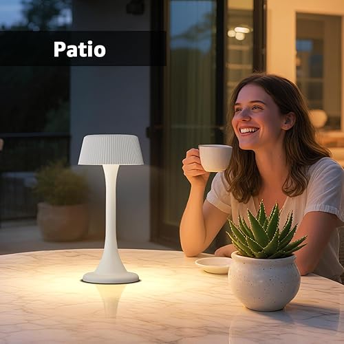 Miniatura 8 de uuffoo Lámpara de mesa recargable, lámpara de mesa para exteriores inalámbrica con atenuación continua y 3 temperaturas de color, luz nocturna a