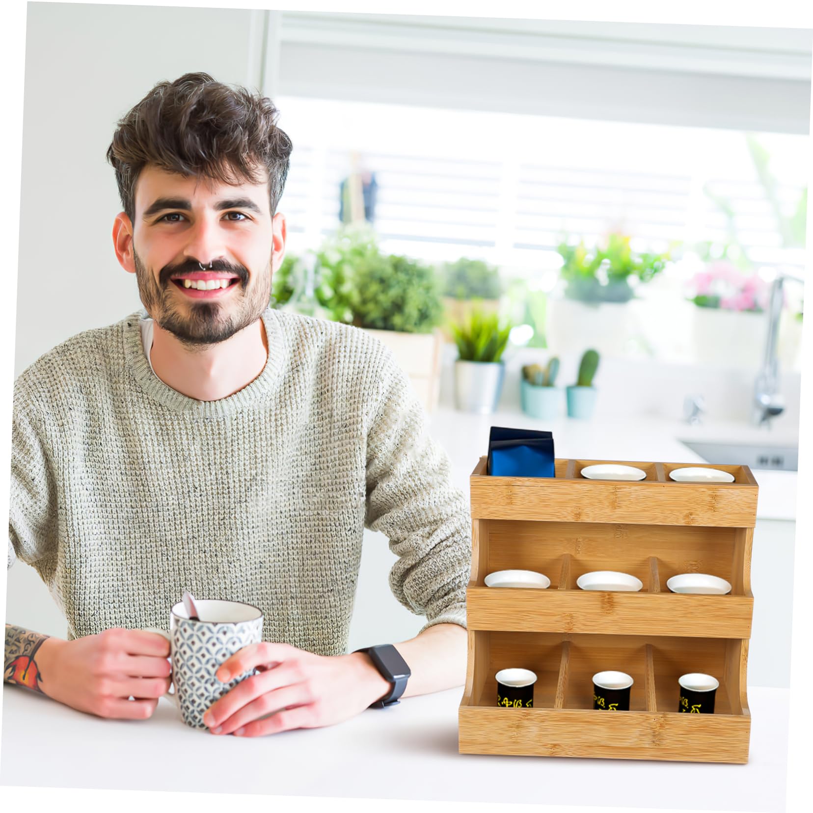 Ipetboom Estante De Almacenamiento para Bolsitas De Té Soporte De Madera para Oficina Organizador De Bolsas De Té para Guardar Cocina Estante y Azúcar