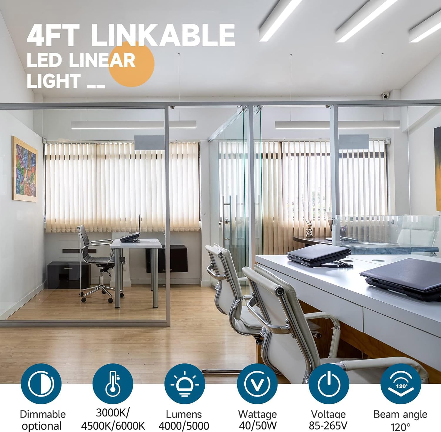 ledbox Lámpara colgante/superficie METRO, ampliable, 50W, 150cm, 3CCT, blanco, 3000-4000-6000K
