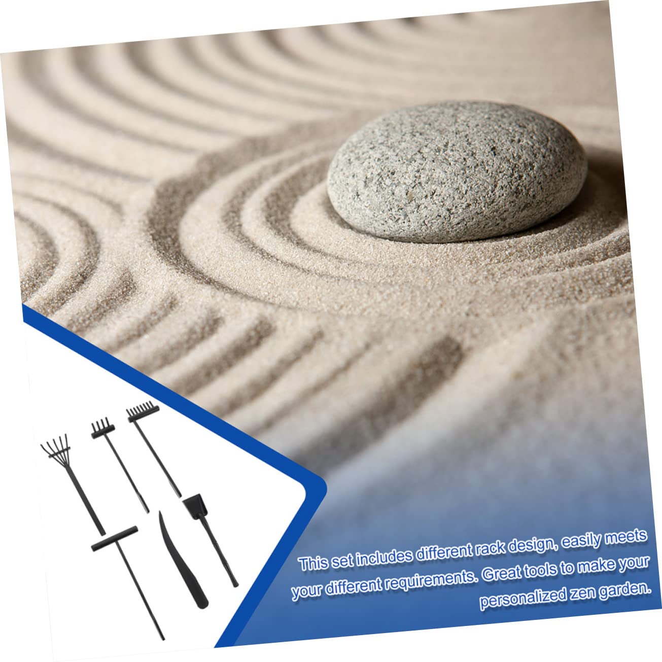 GARVALON 1 Set Zen Sand Kit for Desk Small Rake Set 7pcs Props for Zen Garden Layout