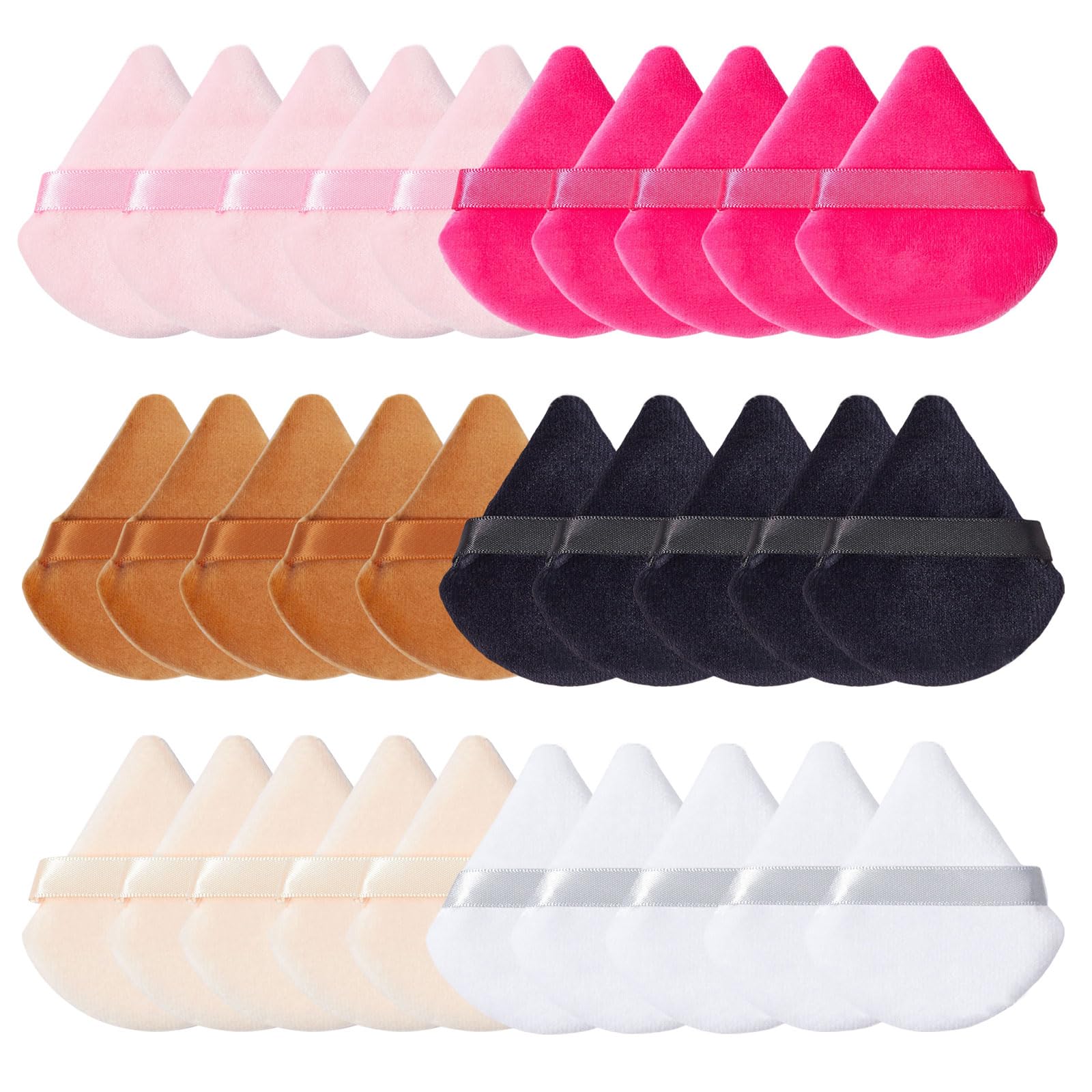 AstraGlam Triangular Powder Puff Set, 30 Pieces, Soft Crystal Velvet Material, 6 Colors