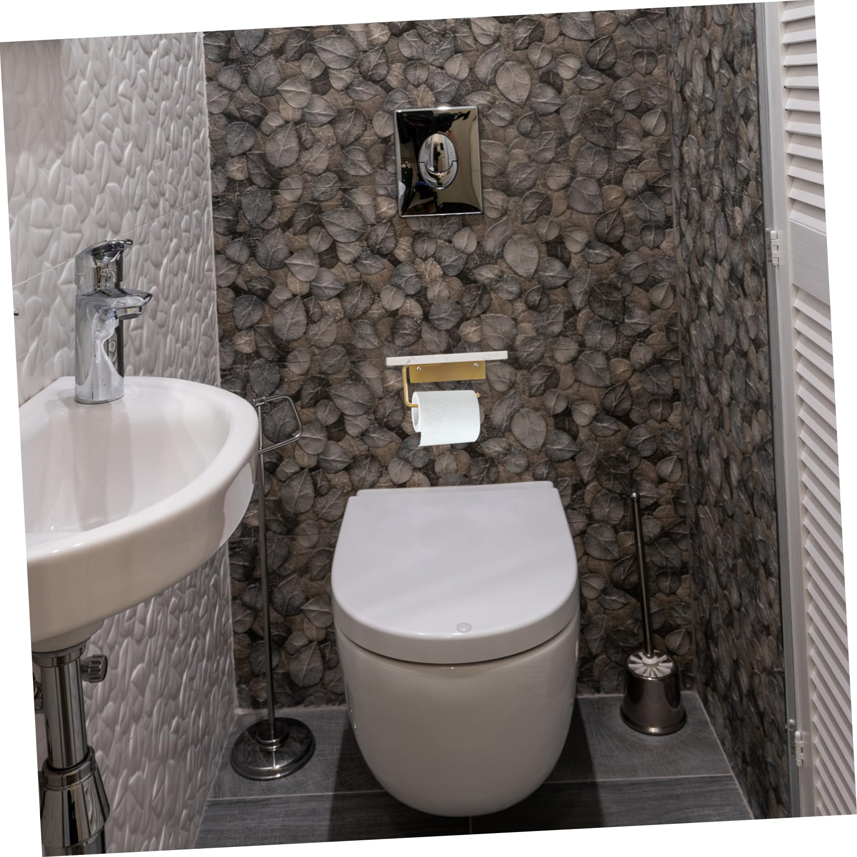 jojofuny Portarrollos de Papel Higiénico Instalación Fácil con Estante de Mármol, Superficie Lisa, para Pared, Adecuado para Baño y Cocina