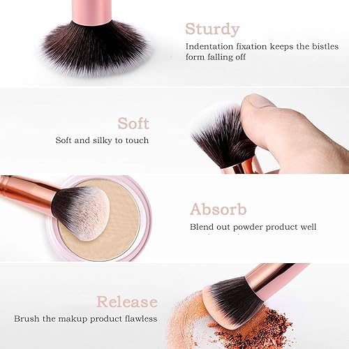 Miniatura 4 de Makeup Brushes DUAIU 15PCs Marble Makeup Brush Set Premium Synthetic Kabuki Powder Blush Contour Foundation Concealer Eyeshadow Brushes with Makeup