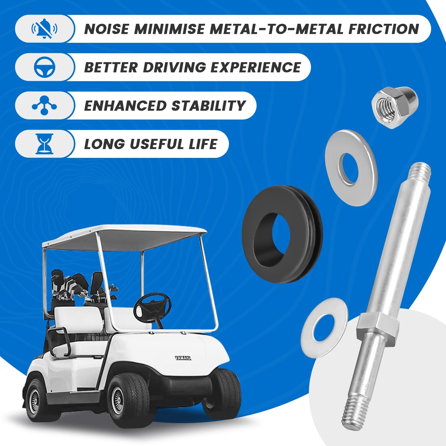 Golf Cart Front Roof Top Support Fixing Screws, Nuts and Washers Repair Kit, Suitable for 1995-2002 Yamaha G14, G16, G19 Golf Cart, OEM#: JN6-K834A-02-KT/JN6-K834A-02-00, JN3-K832F-00-00